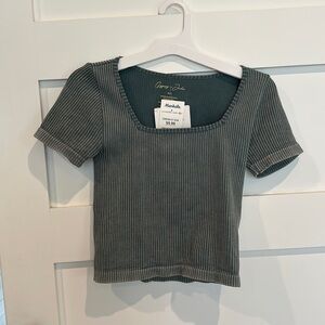 Sage green stretch crop